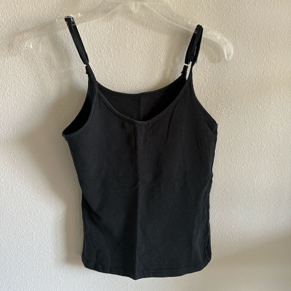 Black Women's Camisole Top XS for a slim junior girl 95% cotton 5% elastane